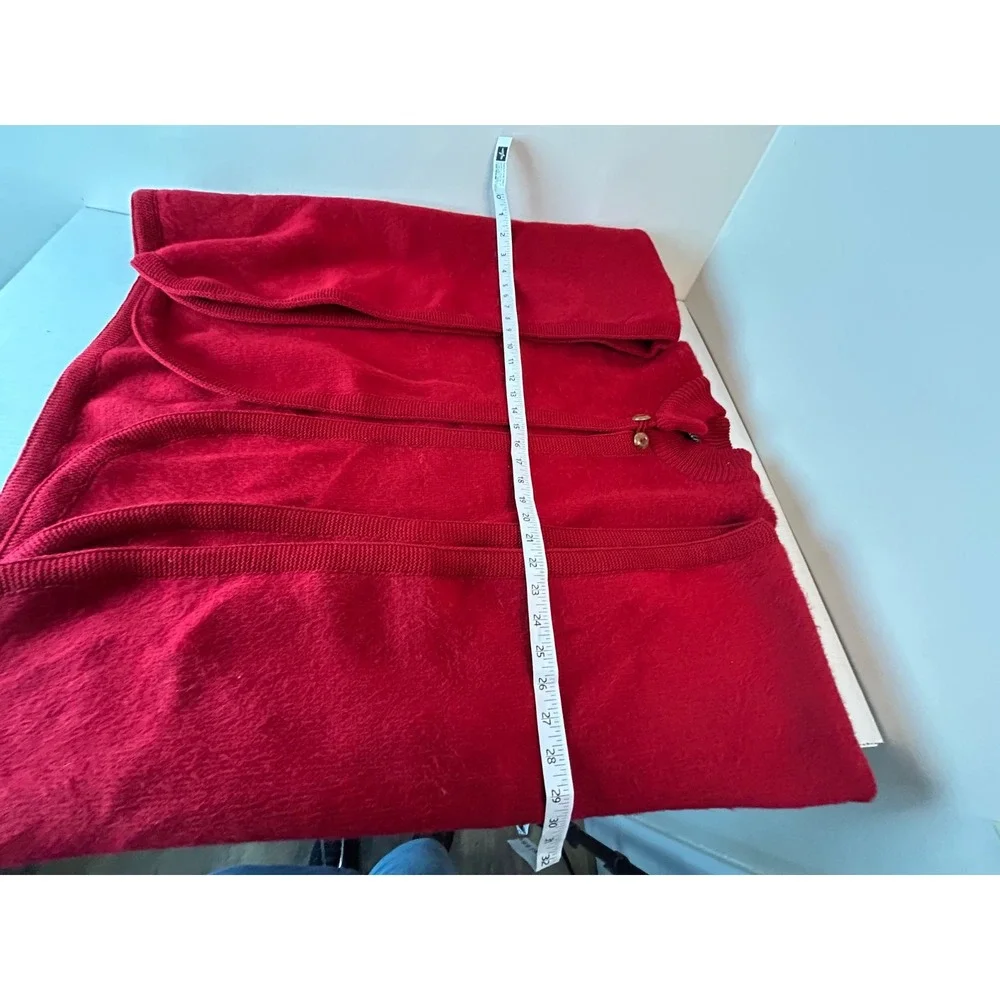 Handcrafted Sisandina Wool Red Poncho‎ Buttons Crew Collar Comfy Warm OS - Picture 5 of 9